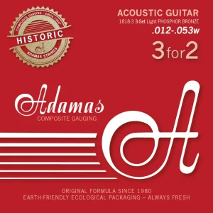 Adamas Strings Acoustic Guitar Adamas Phosphor Bronze Historic Reissue - Set 3 Light .012 (1818-3)
