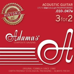 Adamas Strings Acoustic Guitar Adamas Phosphor Bronze Historic Reissue - Set 3 Ex-Light .010 (1717-3)