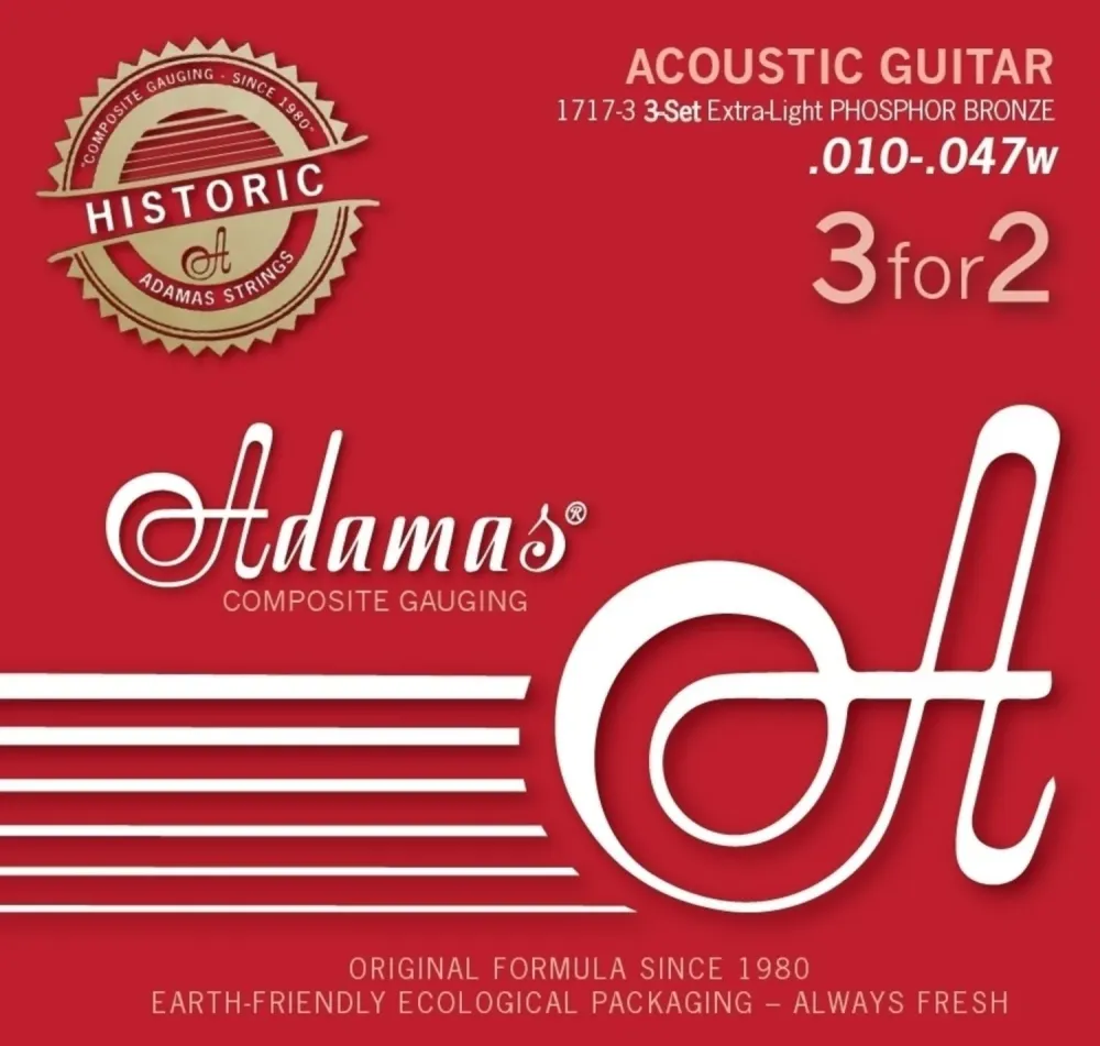 Adamas Strings Acoustic Guitar Adamas Phosphor Bronze Historic Reissue - Set 3 Ex-Light .010 (1717-3)
