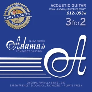 Adamas Strings Acoustic Guitar Nuova phosphor bronze coated set (3) - Set 3 Light .012 (1818NU-3)