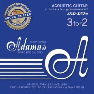 Adamas Strings Acoustic Guitar Nuova phosphor bronze coated set (3) - Set 3 Ex-Light .010 (1717NU-3)