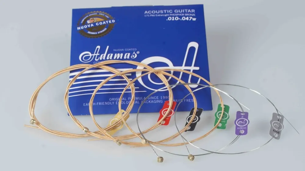 Adamas Strings Acoustic Guitar Nuova phosphor bronze coated set (3) - Set 3 Ex-Light .010 (1717NU-3)