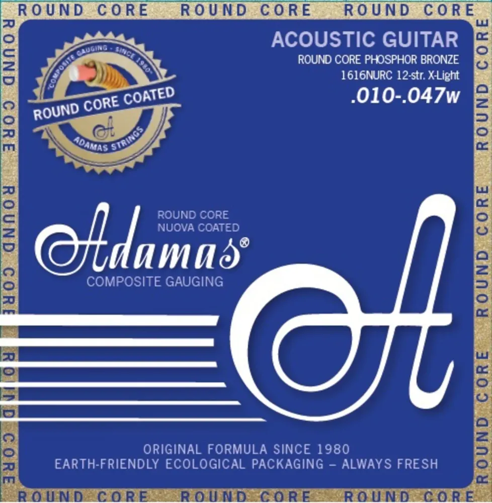Adamas Strings Acoustic Guitar Nuova Phosphor Bronze coated round core - 12-str. Light .010-.047 (1616NURC)