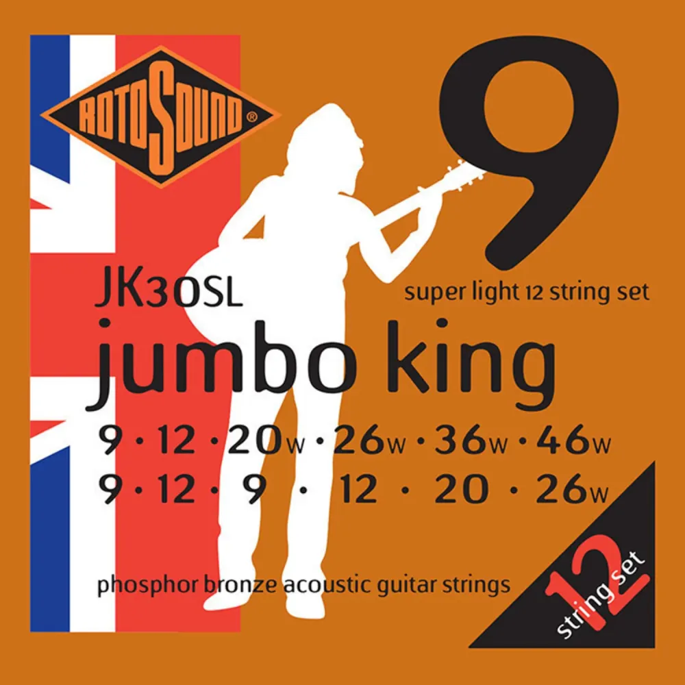 Rotosound Strings Acoustic Guitar Jumbo King - Set 12-string Super Light 9-46 (JK30SL)