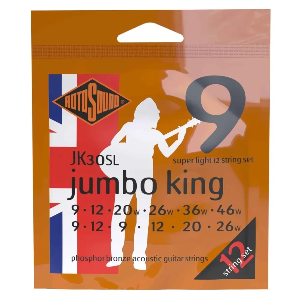 Rotosound Strings Acoustic Guitar Jumbo King - Set 12-string Super Light 9-46 (JK30SL)