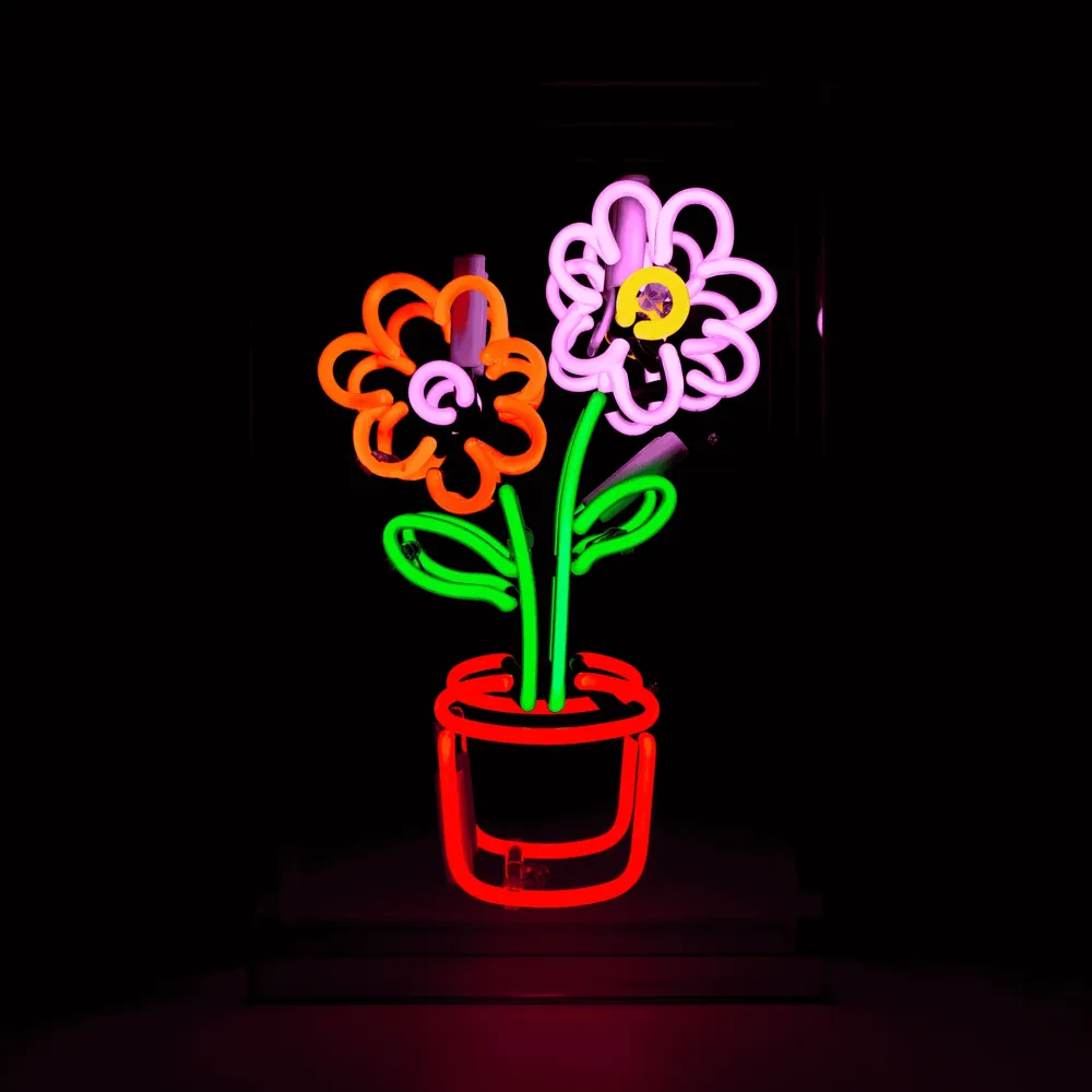 'Flowers Pot' Large Neon Box Sign