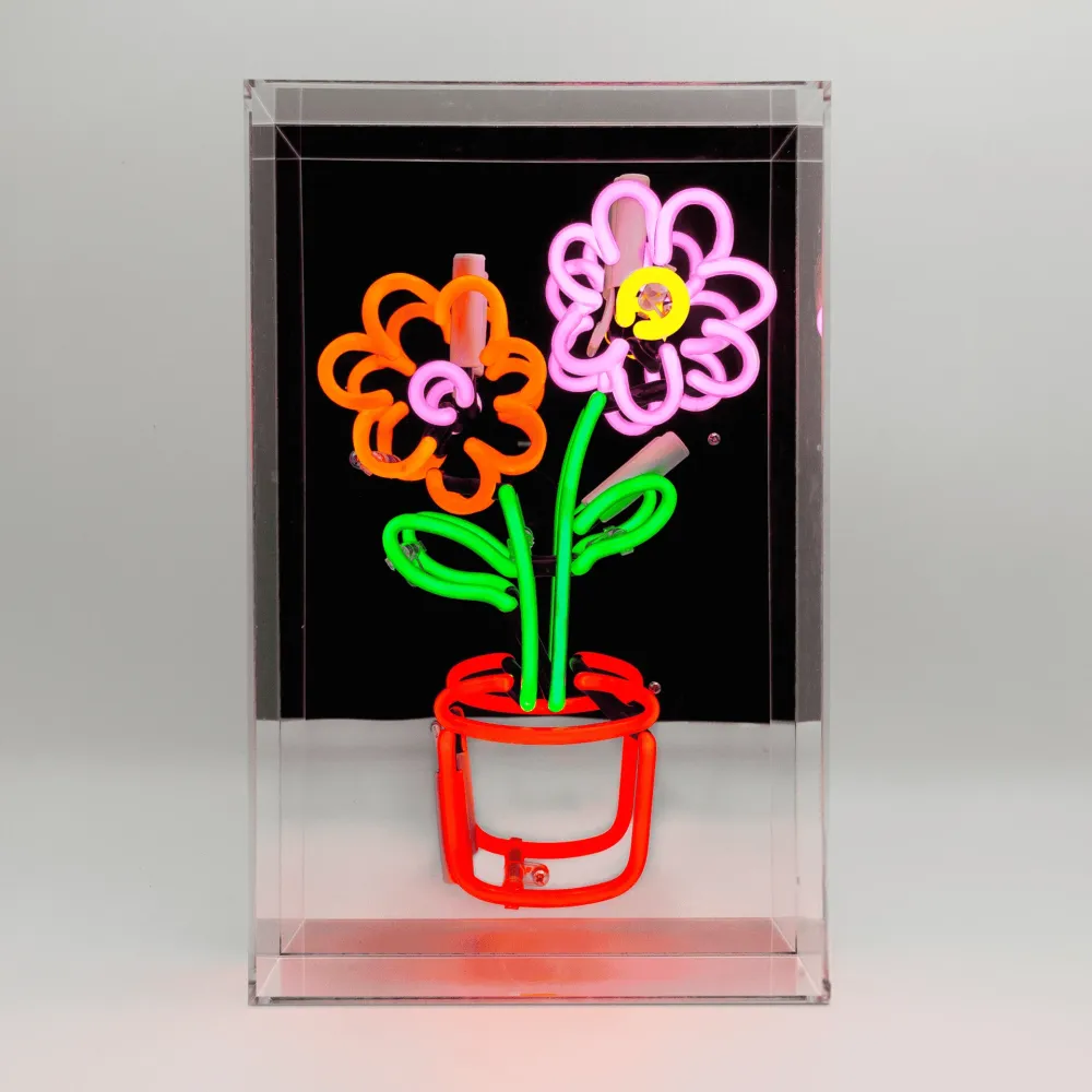 'Flowers Pot' Large Neon Box Sign