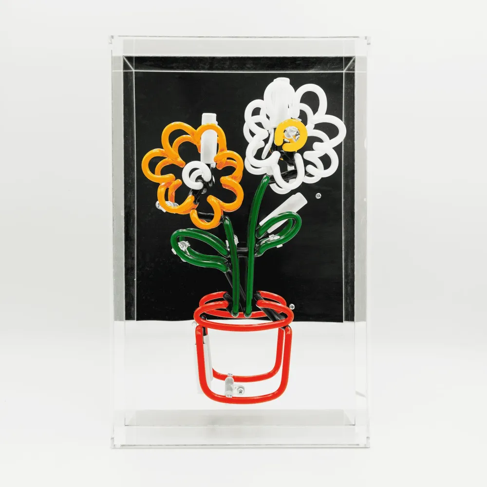 'Flowers Pot' Large Neon Box Sign