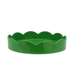 Scalloped Small Round Tray Green