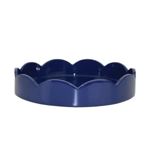 Scalloped Small Round Tray Navy