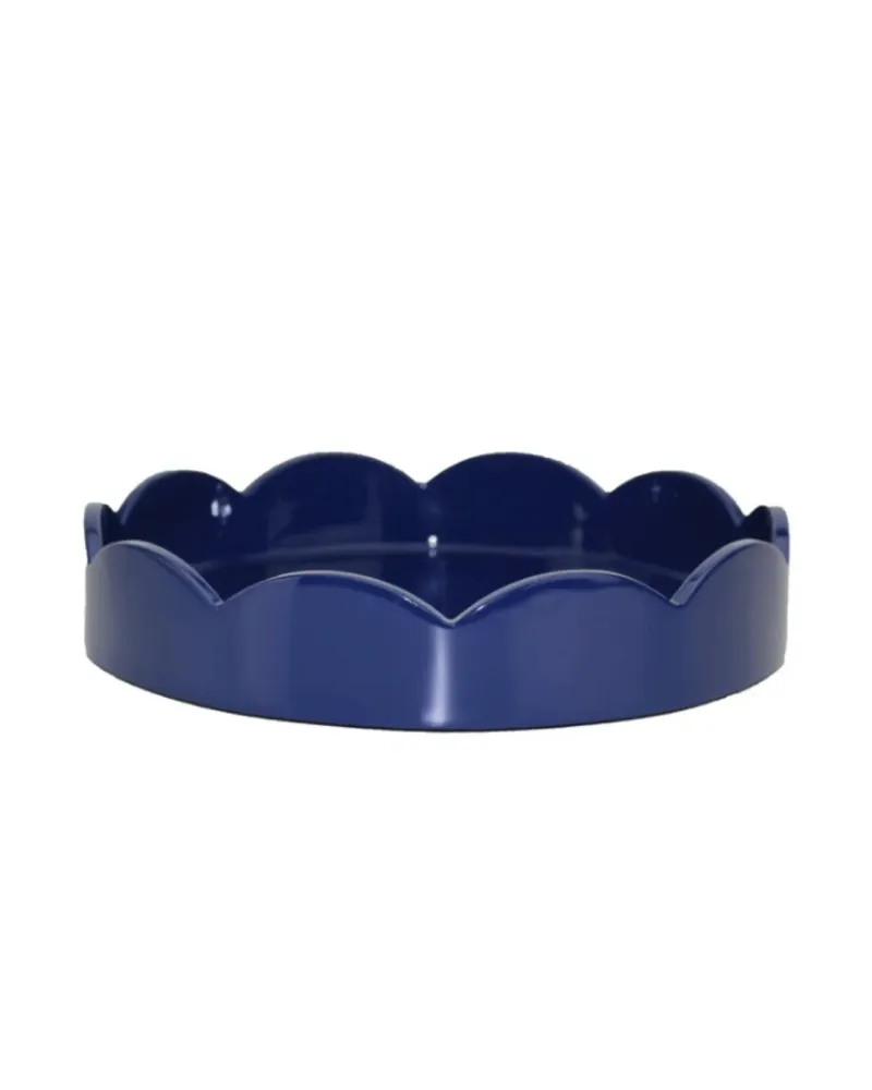 Scalloped Small Round Tray Navy