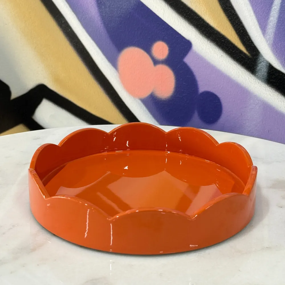 Scalloped Small Round Tray Orange