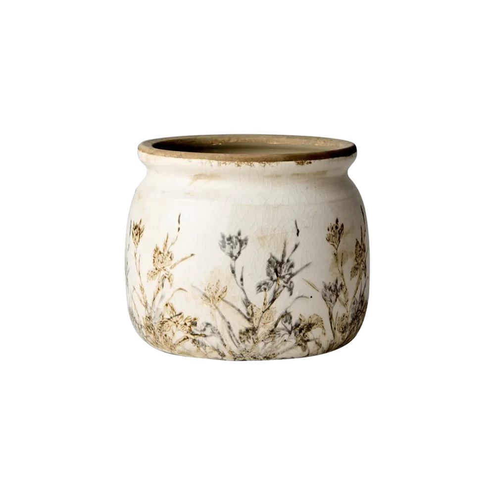 Tuva potte, hvit/lilla/beige