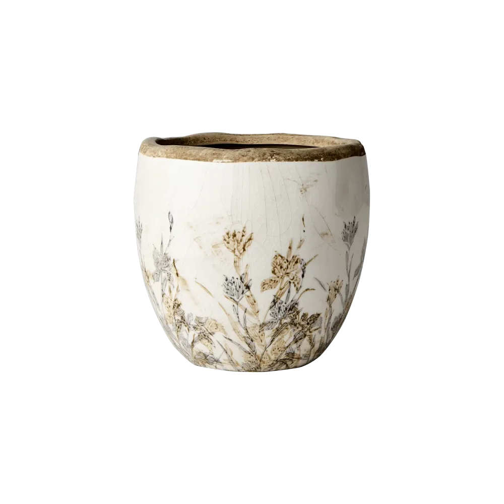 Tuva potte, hvit/lilla/beige