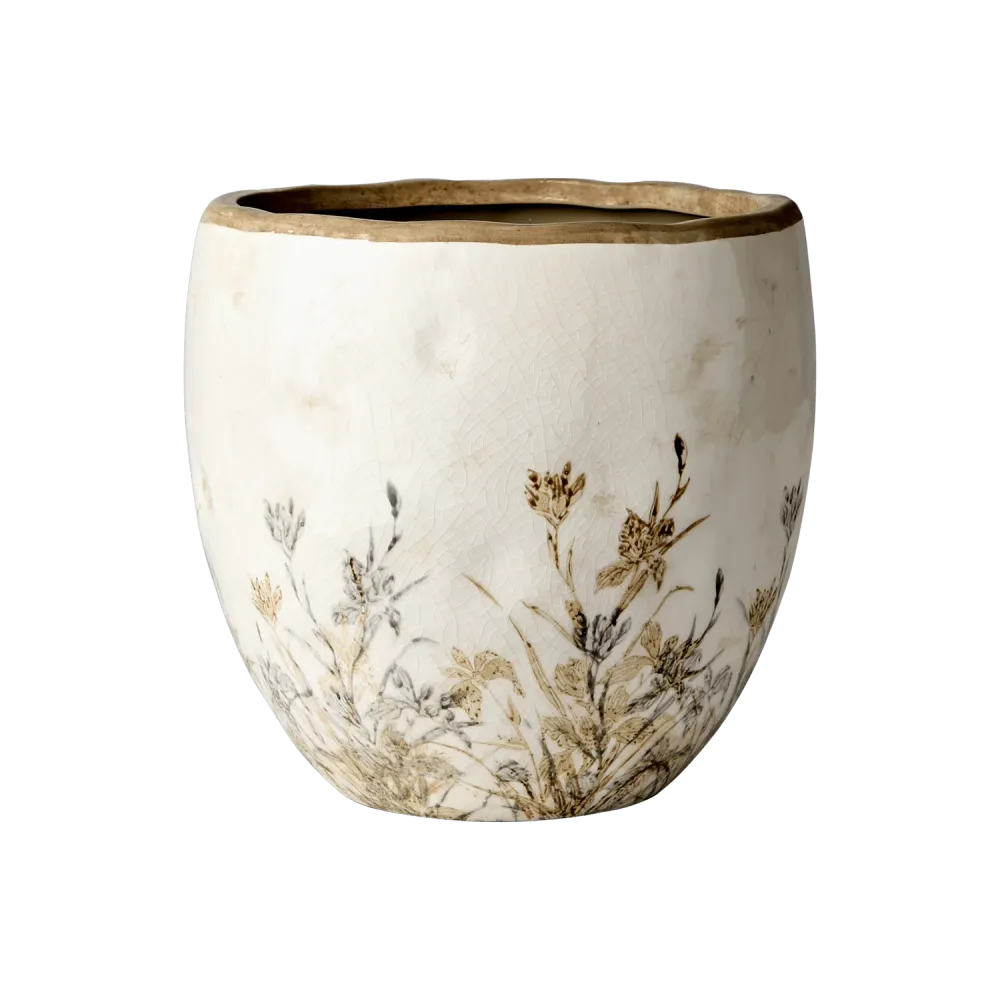 Tuva potte, hvit/lilla/beige