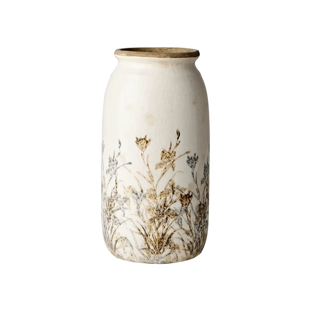 Tuva Vase, hvit/lilla/beige