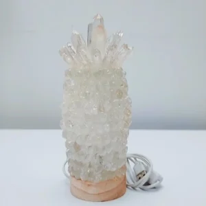 Nyhet / Ny, stor og hÅndlaget " Pineapple " Crystal White Quartz Stone Ledlampe med dekorativ Crystal Top Decor..18x8cm