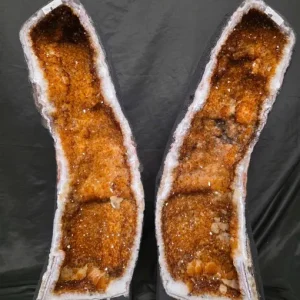 Tall Citrine Geode PAIR 550-551 Crystal Cluster Druzy Premium Grade 34kg each H74xW25xD19cm