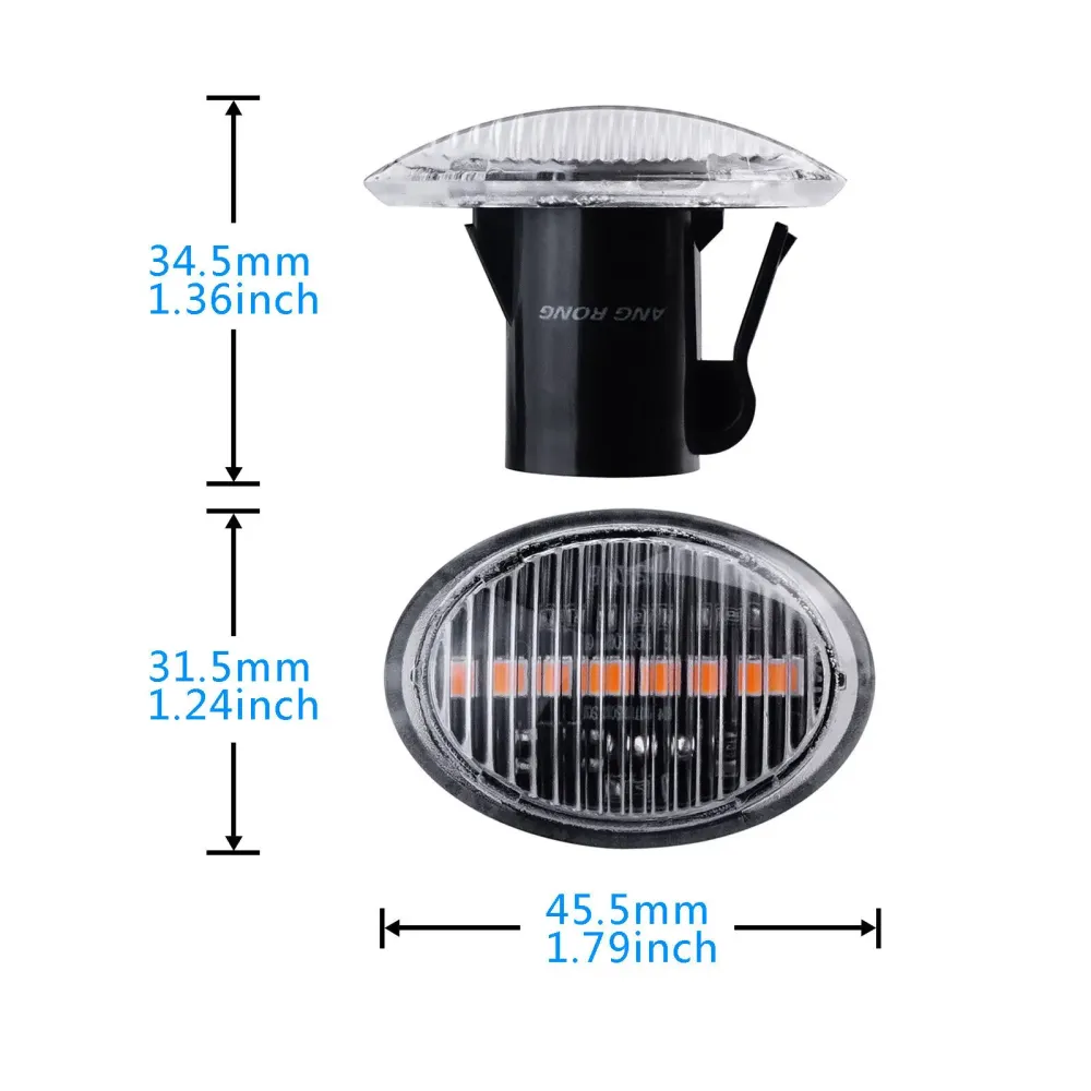 LED Indicator Side Repeater Light Two Pack Ford Ka Clear Lens Amber 1210 SMD LEDs