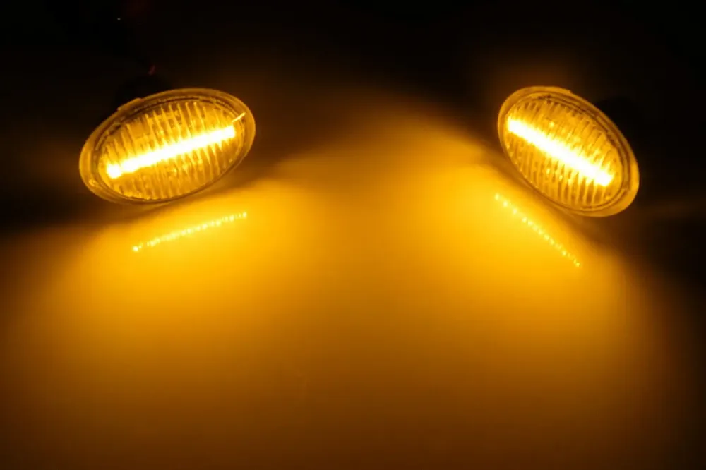 LED Indicator Side Repeater Light Two Pack Ford Ka Clear Lens Amber 1210 SMD LEDs