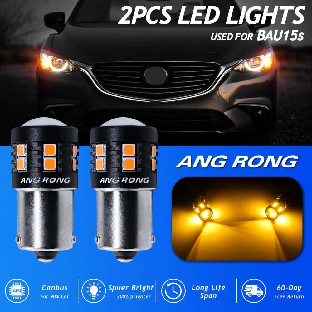Amber PY21W BAU15s LED Turn Signal Bulbs, 15 SMD 3030, Long Life