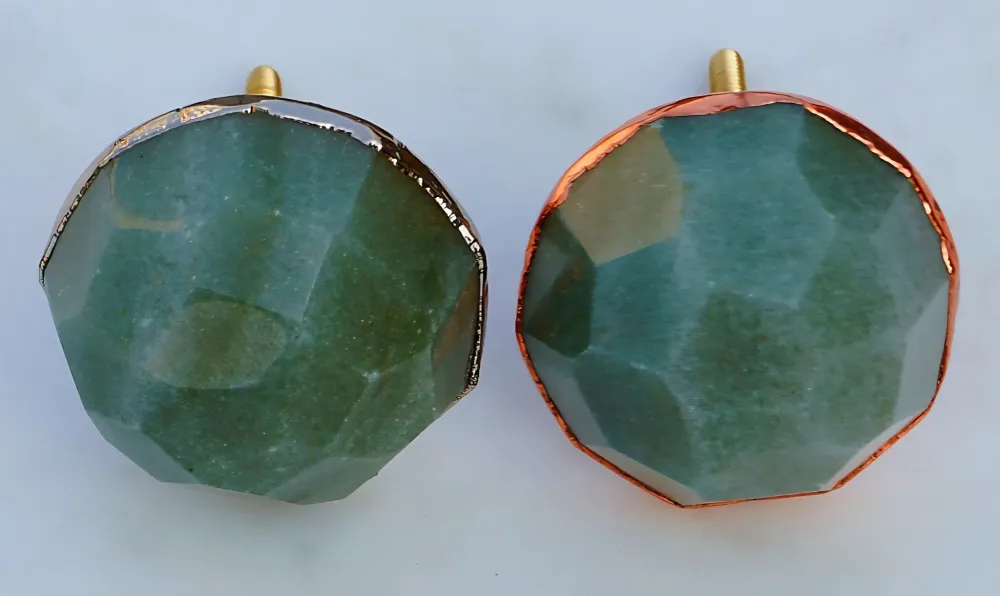 Vakre og eksklusive green Aventurine Gold Electroplated knotter , 6 pack, 50x50mm