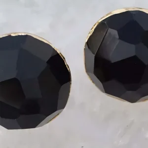 Vakre og eksklusive Sort Obsidian Gold Electroplated knotter , 6 pack, 50x50mm