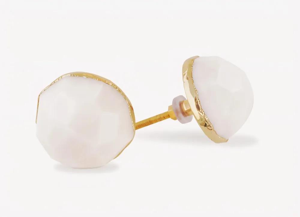 Vakre og eksklusive White Agate Gold Electroplated knotter , 6 pack, 50x50mm