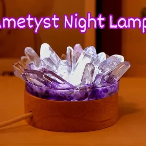 Nye, mini Led Crystal Nattlamper... Ametyst Chipstones+ Clear Quartz Points, 6x6cm