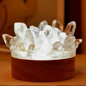 Nye, mini Led Crystal Nattlamper... Clear Quartz Points, 6x6cm