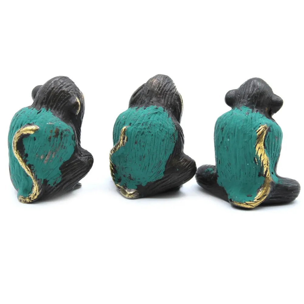 Messing Tre Kloke Aper Statuer Sett med 3