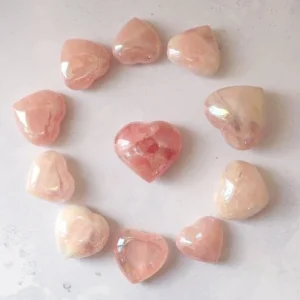 Aura Engle Rosenkvarts Hjerter fra Brasil, Kvalitet , Large , 60mm