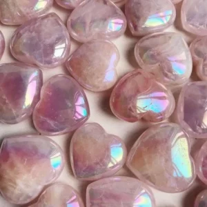 Vakre Angel Aura Rose Quartz Puffy Hearts, Medium 45x45mm