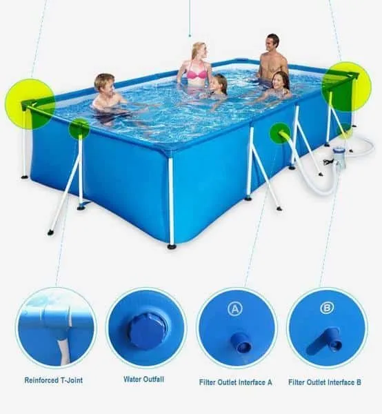 Bestway badebasseng 5700L - Rektangulært med metallramme 400 x 211 x 81cm