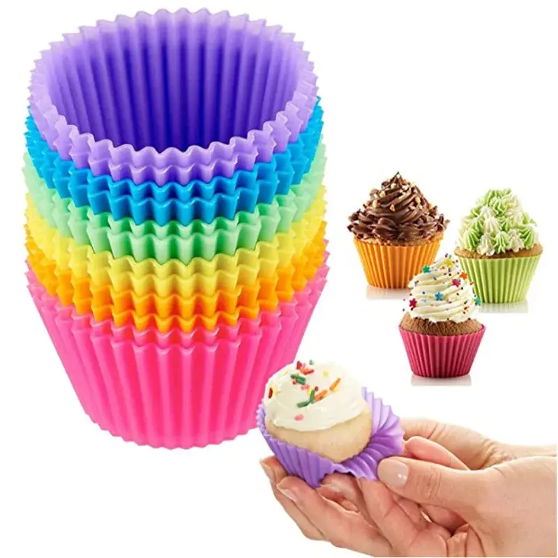 🧁 12 stk Silikonformer til Muffins og Cupcakes – Gjenbrukbare Bakeformer DIY Baking
