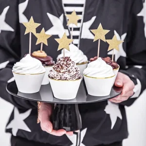 Stjerner Cupcake Topper Gull 6 stk.