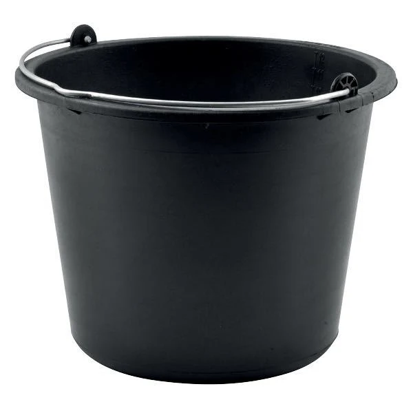 Plastbøtte 12L, sort med håndtak
