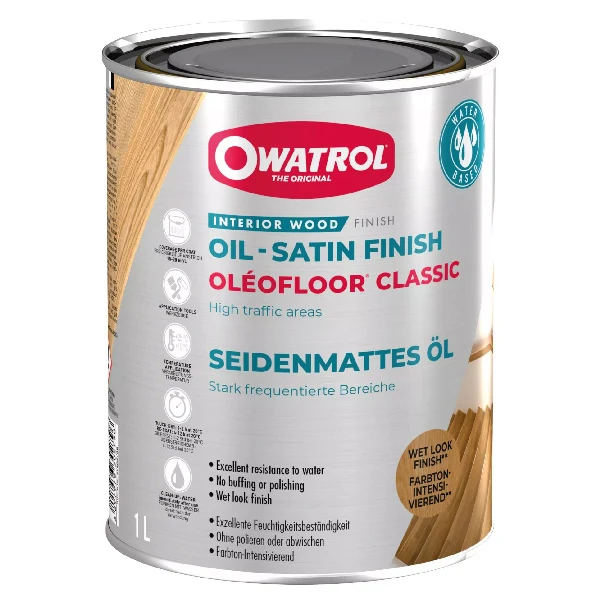 Owatrol, Olefloor Classic klar, 1L - Vannbasert vegetabilsk olje med polyuretan