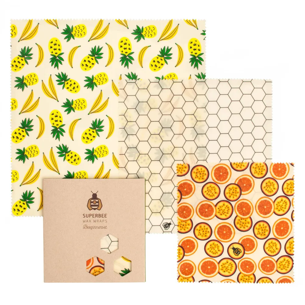 Startsett med bivoks matomslag – Summer Vibes, 3 stk 🐝 -åndsbestil, på lager 20.april