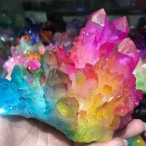 Trendy Aura Quartz Rainbow Clustre , Mixed Color, behandlet naturlig Quartz, Xlarge 900 - 1000 Gram