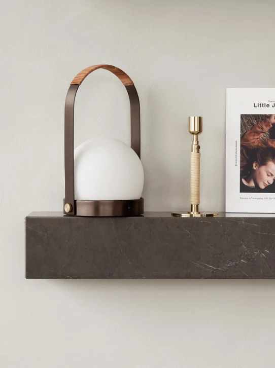 Carrie Table Lamp, leather - Bronzed Brass / Leather