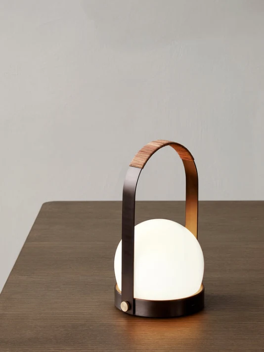 Carrie Table Lamp, leather - Bronzed Brass / Leather