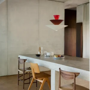 Gio LN14 Chandelier Vermilion Red, Dark Burgundy & Ecru White