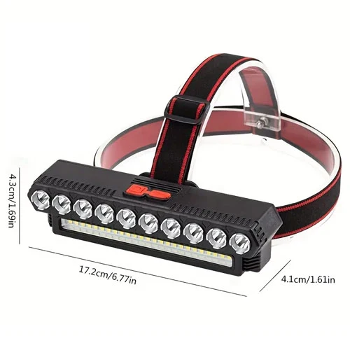 10 LED COB Camping og utendørs kraftig hodelykt