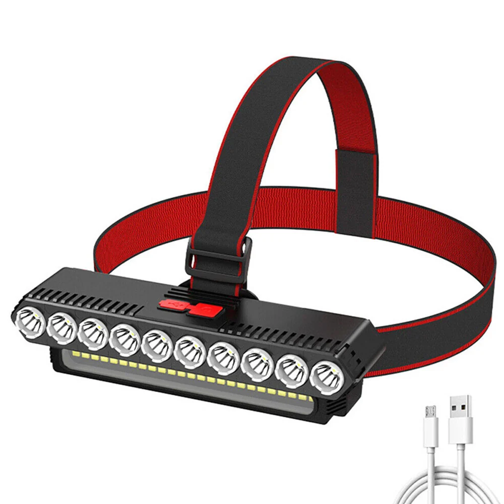 10 LED COB Camping og utendørs kraftig hodelykt
