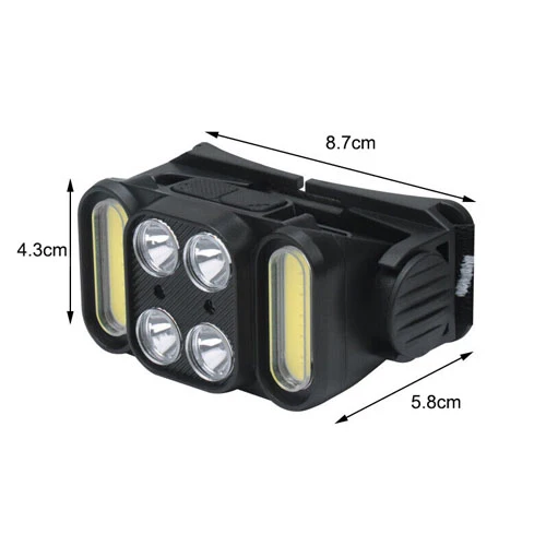 4 LED -cob hodelykt super lyst utendørs hodelys