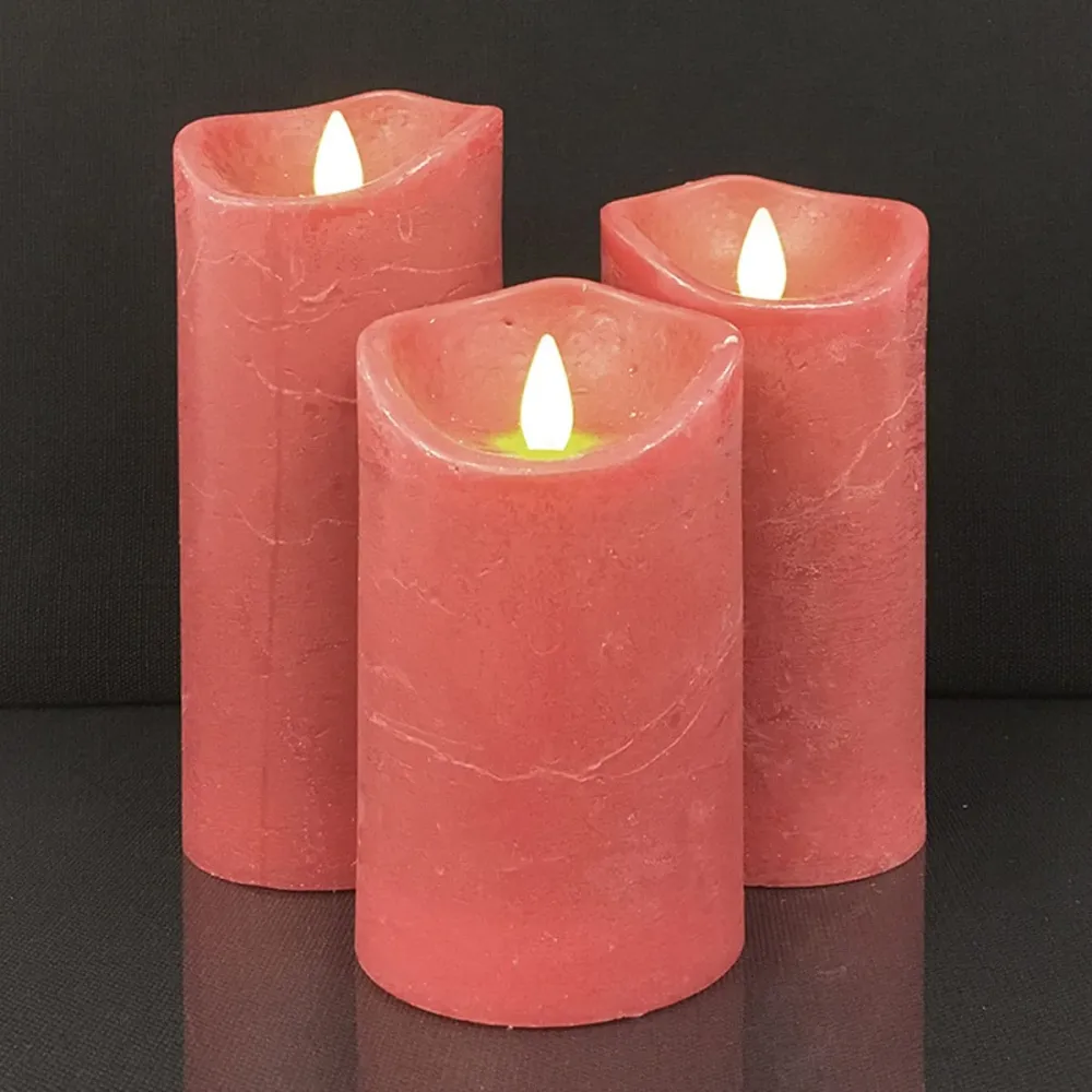 LED-blokklys med fjernkontroll - Oppladbare - 3 stykker - 12/15/17 cm - med 3D-flamme