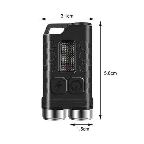 Mini LED lommelykt nøkkelring magnetisk fakkel 900lm