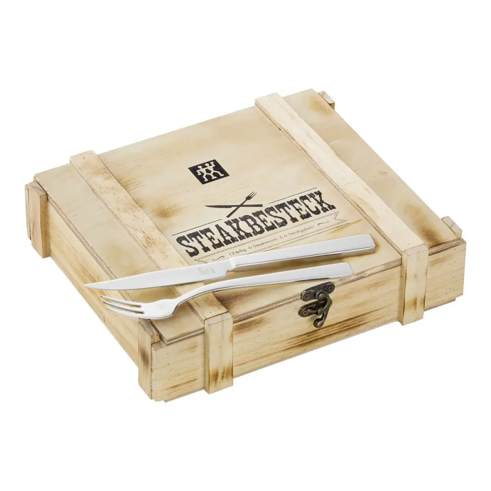 Bestikksett Biffkniver og -gafler, 6 x 2stk, 18/10 stål - ZWILLING BESTIKK