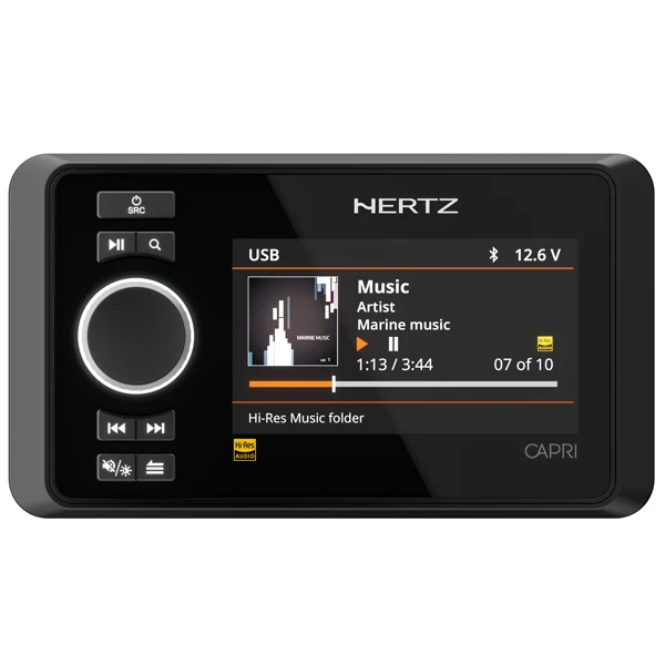 Hertz, Capri H100 DAB+ Marine Radio med 4,3" TFT Skærm og 600W Effekt